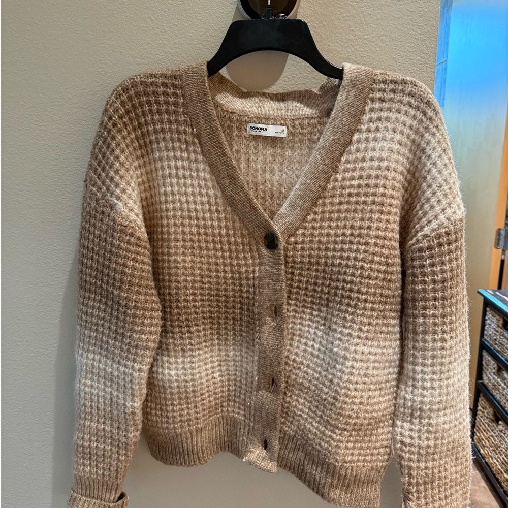 ✨EUC✨ Sonoma Women's Ombré Tan Waffle Cardigan Sweater